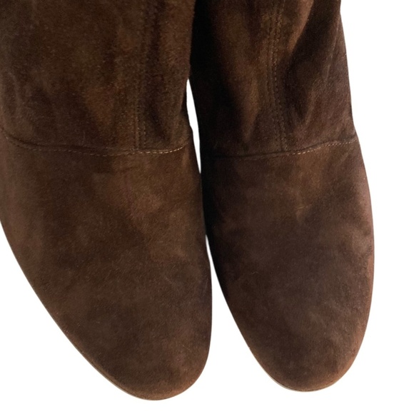 MOSCHINO Cheap & Chic Genuine Suede Over The Knee Boots Espresso Brown Designer - Picture 6 of 11